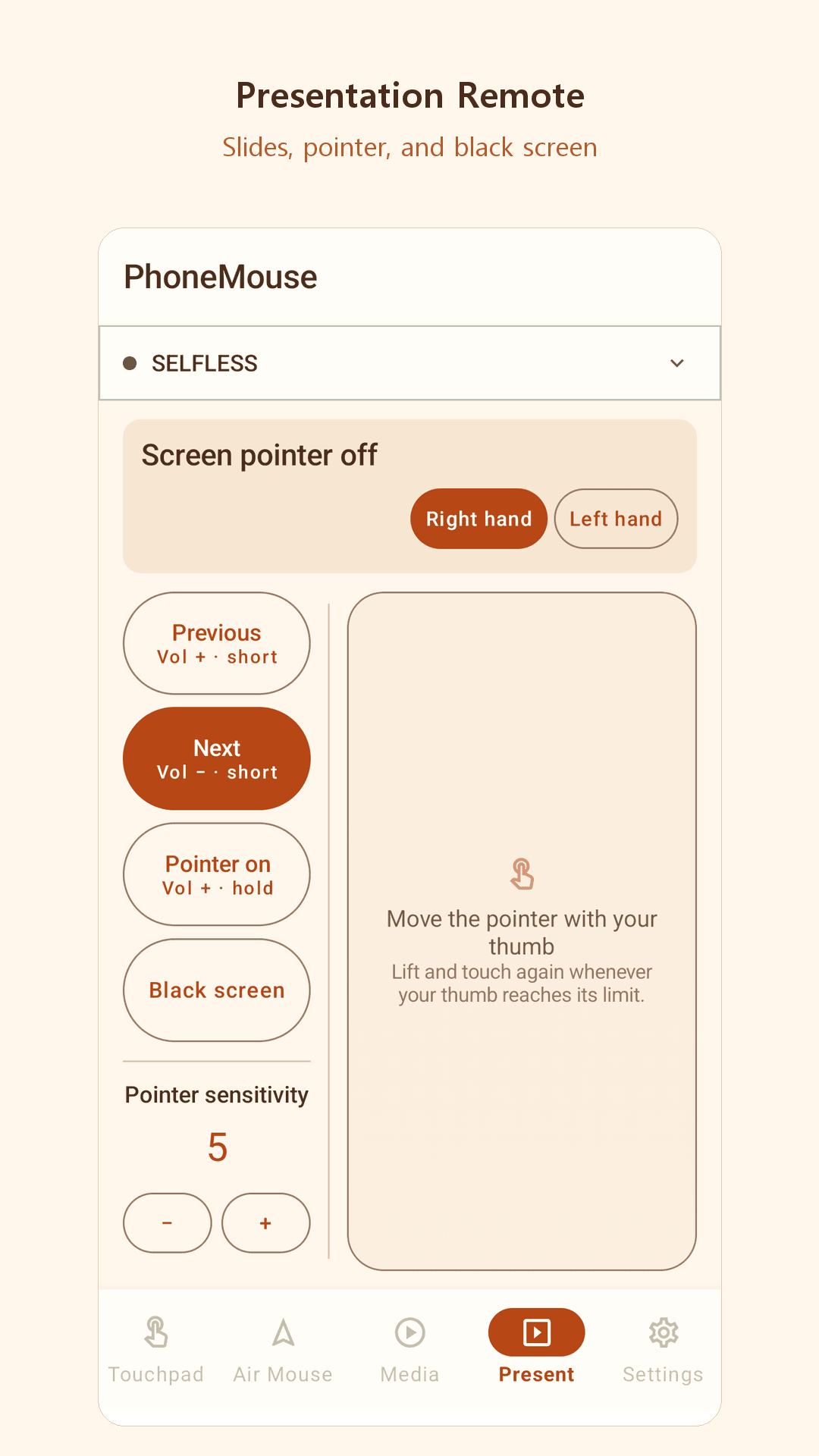 Presentation controls